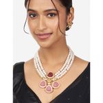 Buy Joules by Radhika Red & Pink Pendant Style Pearl Necklace & Earrings Set - Purplle