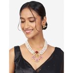 Buy Joules by Radhika Red & Pink Pendant Style Pearl Necklace & Earrings Set - Purplle