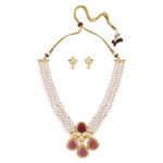 Buy Joules by Radhika Red & Pink Pendant Style Pearl Necklace & Earrings Set - Purplle