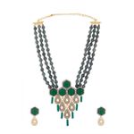 Buy Joules by Radhika Green Meenakari Beaded Necklace Set With Hydro Polkis - Purplle