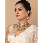 Buy Joules by Radhika Kundan Polki Necklace Set in Gold and Green Tone - Purplle