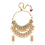 Buy Joules by Radhika Kundan Polki Necklace Set in Gold and Green Tone - Purplle
