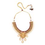Buy Joules by Radhika Goddess Lakshmi Temple Pendant Choker Necklace In Gold And Red Tone - Purplle