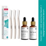 Buy Sirona Be Bright and Clear Combo of Face Razors, Anti-Acne Face Serum and Depigmentation Face Serum 3 Pcs - Purplle