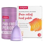 Buy Sirona FDA Approved Reusable Menstrual Cup (Large) with Pain Relief Heat Patches (Pack of 3) - Purplle