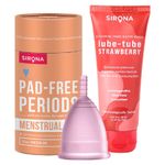 Buy Sirona FDA Approved Menstrual Cup (Medium) with Glycerine Free Natural Strawberry Lubricant Gel 2 Pcs - Purplle
