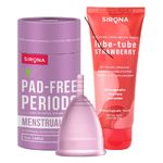 Buy Sirona FDA Approved Menstrual Cup (Large) with Glycerine Free Natural Strawberry Lubricant Gel 2 Pcs - Purplle