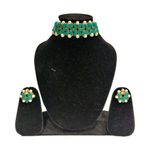 Buy Pujvi Fashions Green Alloy Choker Traditional Gold Plated Necklaces Set.(skyblue necklace1) - Purplle