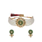 Buy Pujvi Fashions Alloy Green Necklace Set for womens or girls.(Small Round Green choker necklace set1) - Purplle