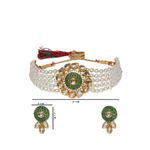 Buy Pujvi Fashions Alloy Green Necklace Set for womens or girls.(Small Round Green choker necklace set1) - Purplle