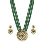 Buy Pujvi Fashions Green Kundan Necklace set for womens or girls. - Purplle