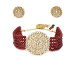 Buy Pujvi Fashions Maroon choker necklace set for womens or girls. - Purplle