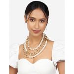 Buy Ahaanya Multi-Strand Gold & White Pearl & Chain Necklace NLJ95 - Purplle