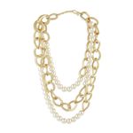 Buy Ahaanya Multi-Strand Gold & White Pearl & Chain Necklace NLJ95 - Purplle