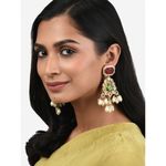 Buy Ahaanya Multi-Colour Kundan Polki Chandelier Earrings With Agates And Pearls O2AHAER22 - Purplle