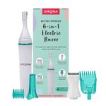 Buy Sirona 6-in-1 Electric Razor for Women | For Eyebrows, Upper Lips, Chin, Peach Fuzz, Underarms & Bikini Area | Pain-Free Hair Removal at Home | Battery Operated - Purplle