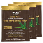 Buy WOW Skin Science Aloe Vera Natural Cupra Fiber Face Lifting Sheet Mask - For Skin Toning And Skin Brightening - 25mL - Pack of 3 - Purplle