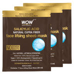 Buy WOW Skin Science Salicylic Acid Natural Fiber Cupra Face Lifting Sheet Mask - Balances Sebum, Controls Acne And Renews Skin - 25 Ml - Pack of 3 - Purplle