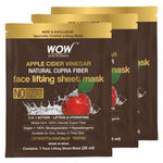 Buy WOW Skin Science Apple Cider Vinegar Natural Fiber Cupra Face Lifting Sheet Mask - Controls Oil and Balances pH Level - 25 MLPack of 3 - Purplle