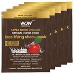 Buy WOW Skin Science Apple Cider Vinegar Natural Fiber Cupra Face Lifting Sheet Mask - Controls Oil and Balances pH Level - 25 ml Pack of 5 - Purplle