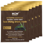 Buy WOW Skin Science Activated Charcoal Natural Cupra Fiber Face Lifting Sheet Mask - For Skin Purification and Skin Hydration - 25ml - Pack of 5 - Purplle
