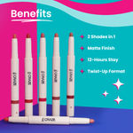 Buy Swiss Beauty CRAZE Duo Lipstick | Non-transfer Lip Colour | 2-in-1 Lip Colour with Satin Matte Finish | 2 Shades in 1 Lipstick | Long-lasting lipstick 05 Peach Me Pink - 2 gm - Purplle