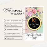 Buy KINDED Lip Eye and Cheek Tint Combo for Women Girls Longlasting Moisturizing Nourishing Pigmented Lip Colour Lipstick Balm Eyeshadow Blush (Creamy Matte Finish, Retro Red & Coral Orange, 8 gm each) - Purplle