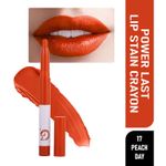 Buy Matt look Power Last Lip Stain Crayon Lipstick, Rich Colour, Non Transfer, Mask Proof & Luxurious Creamy Matte, Peach Day (1.3gm) - Purplle