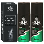Buy St John Cobra Deodrant Sports 150 ml Pack of 2 & Black Current 50 ml Perfume Combo Gift Pack Perfume Body Spray - For Men & Women (350 ml, Pack of 3) - Purplle