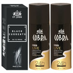 Buy St John Cobra Deodrant Live 150 ml Pack of 2 & Black Current 50 ml Perfume Combo Gift Pack Perfume Body Spray - For Men & Women (350 ml, Pack of 3) - Purplle