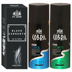Buy St John Cobra Deodrant Cool & Sports 150 ml each & Black Current 50 ml Perfume Combo Pack Perfume Body Spray - For Men & Women (350 ml, Pack of 3) - Purplle