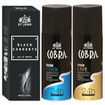 Buy St John Cobra Deodrant Cool & Live 150 ml each & Black Current 50 ml Perfume Combo Pack Perfume Body Spray - For Men & Women (350 ml, Pack of 3) - Purplle