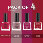 Buy FACES CANADA Ultime Pro Splash Mini Nail Enamel I FloralDream+Royal Ruby+CherryBlast+Watermelon I 20 ml - Purplle