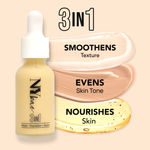 Buy NY Bae 3 in 1 Serum Foundation with Primer I Moisturising I Glowing Korean Skin I Celeb Glow | Dewy Makeup | Warm Vanilla 01 (30 ml) - Purplle
