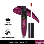 Buy FACES CANADA Comfy Silk Liquid Lipstick - Spontaneous Plum, 3 ml | Satin Matte HD Finish | Luxe Comfort | Longlasting | No Dryness | Smooth Texture | Mulberry Oil & Shea Butter For Plump Hydrated Lips - Purplle