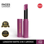 Buy FACES CANADA Long Stay 3-in-1 Matte Lipstick - Haute Plum 08, 2g | 8HR Longstay | Transfer Proof | Moisturizing | Chamomile & Shea Butter | Primer-Infused | Lightweight | Intense Color Payoff - Purplle