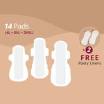Buy Carmesi Sensitive 3-in-1 Flow Pack- Sanitary Pads (4L+8XL+2XXL) with 2 free Pantyliners - Purplle