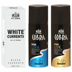 Buy St John Cobra Deodrant Cool & Live 150 ml each & White Current 50 ml Perfume Combo Pack Perfume Body Spray - For Men & Women (350 ml, Pack of 3) - Purplle
