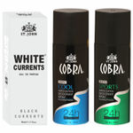 Buy St John Cobra Deodrant Cool & Sports 150 ml each & White Current 50 ml Perfume Combo Pack Perfume Body Spray - For Men & Women (350 ml, Pack of 3) - Purplle