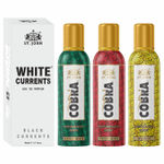 Buy St John Cobra No Gas Deo True Man, Real Man, Music 100 ml each & White Current 50 ml Combo Perfume Body Spray For Men & Women (350 ml, Pack of 4) - Purplle