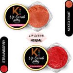 Buy KINDED Lip Sugar Scrub Herbal Natural Essential Oils Exfoliator Balm Scrubber for Men Women Smoked Dry Dark Chapped Lips to Lighten Pigmentation Dead Skin Tan Removal (10 gm, Mixed Fruit & Strawberry) - Purplle