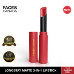 Buy FACES CANADA Long Stay 3-in-1 Matte Lipstick - Raging Red 10, 2 gm - Purplle