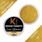 Buy KINDED Loose Shimmer Makeup Foil Pigments Glitter Eyeshadow for Smokey Eyes Face Brow Bones Body Highlighter Metallic Lip Gloss Nail Art Beauty Shiny Powder Pearls Dust for Women (3 gm, Golden) - Purplle