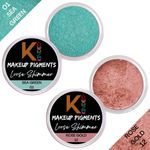 Buy KINDED Loose Shimmer Makeup Foil Pigments Glitter Eyeshadow for Women Smokey Eyes Face Brow Bones Body Highlighter Metallic Beauty Shiny Dust Powder Pearls (Combo 3gm each, Sea Green & Rose Gold) - Purplle