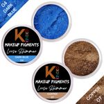 Buy KINDED Loose Shimmer Makeup Foil Pigments Glitter Eyeshadow for Women Smokey Eyes Face Brow Bones Body Highlighter Metallic Beauty Shiny Dust Powder Pearls (Combo 3gm each, Dark Blue & Copper) - Purplle