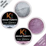 Buy KINDED Loose Shimmer Makeup Foil Pigments Glitter Eyeshadow for Women Smokey Eyes Face Brow Bones Body Highlighter Metallic Shiny Dust Powder Pearls (Combo 3gm each, Greyish Silver & Pinkish Purple) - Purplle