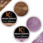 Buy KINDED Loose Shimmer Makeup Foil Pigments Glitter Eyeshadow for Women Smokey Eyes Face Brow Bones Body Highlighter Metallic Beauty Shiny Dust Powder Pearls (Combo 3gm each, Copper & Pinkish Purple) - Purplle