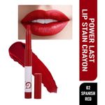 Buy Matt look Power Last Lip Stain Crayon Lipstick, Rich Colour, Non Transfer, Mask Proof & Luxurious Creamy Matte, Spanish Red (1.3g) - Purplle