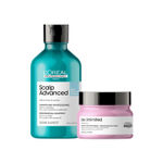 Buy L'Oreal Professionnel Scalp Advanced Anti-Dandruff Dermo-Clarifier Shampoo + Combo of Serie Expert Liss Unlimited Mask (300 ml + 250 gm) - Purplle