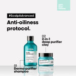 Buy L'Oreal Professionnel Scalp Advanced Anti-Oiliness Dermo-Purifier Shampoo + Scalp Advanced Anti-Oiliness 2-In-1 Deep Purifier Clay(300ml+250gms) - Purplle